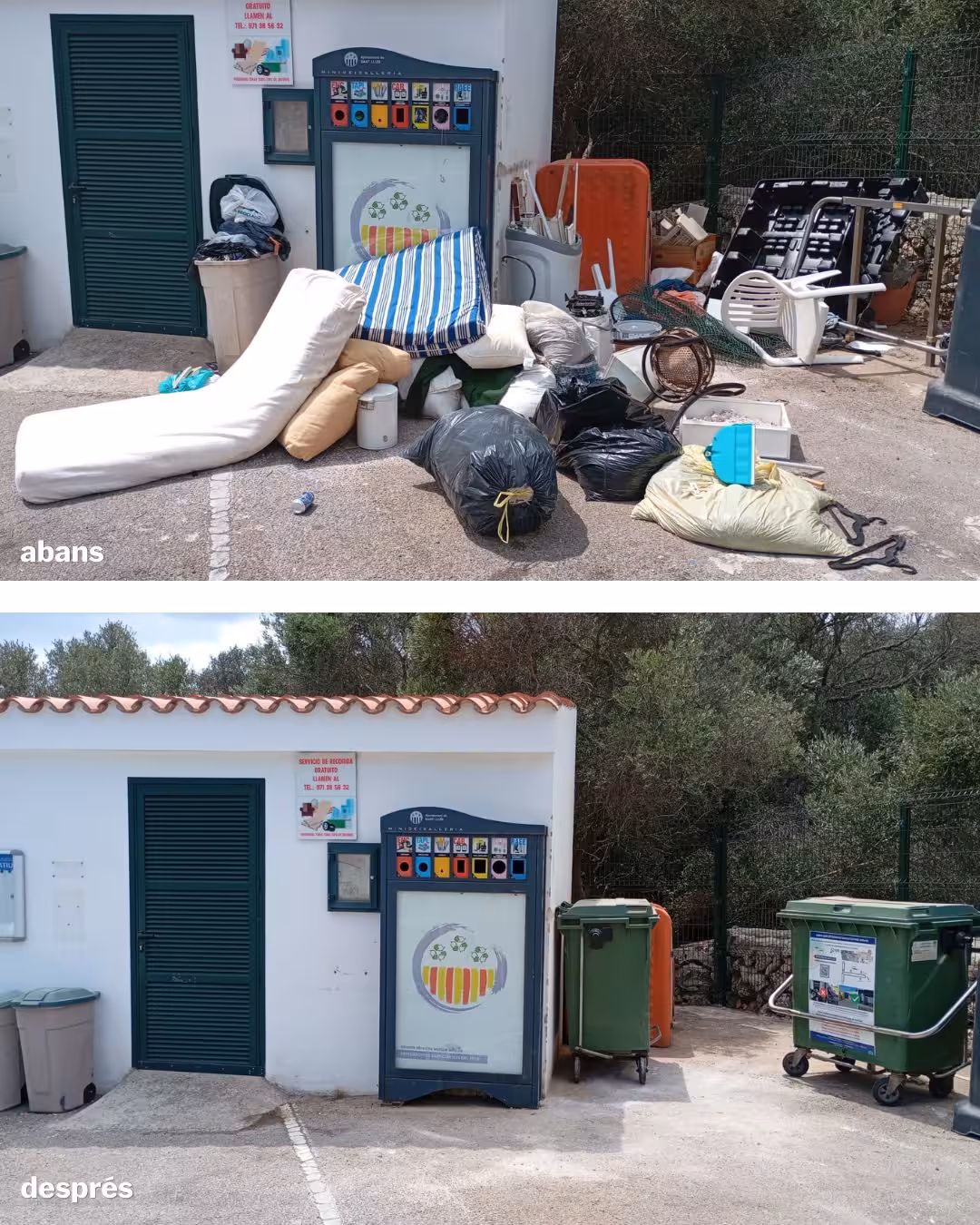 «Sant Lluís no es un vertedero»: el Ayuntamiento critica el incivismo por el abandono de basuras este verano