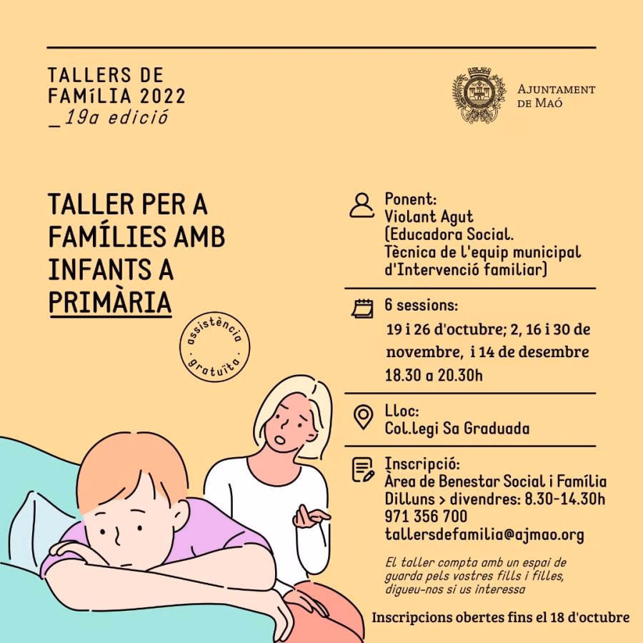 El 19 de octubre comienzan los 'Tallers en família' de Maó