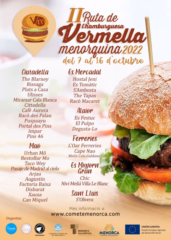 La Ruta de la Hamburguesa Roja Menorquina cuenta con 35 restaurantes