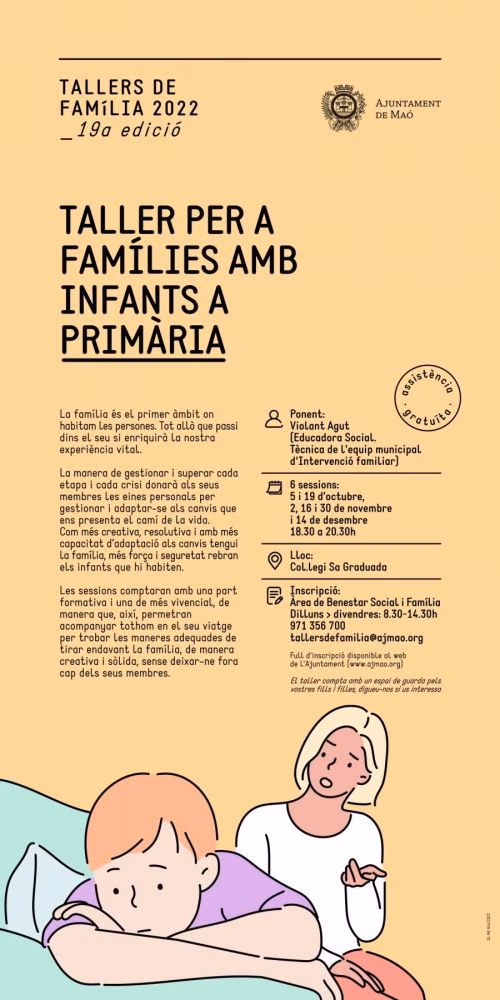 Maó reactiva 'Tallers en Família' para madres y padres con hijos en primaria