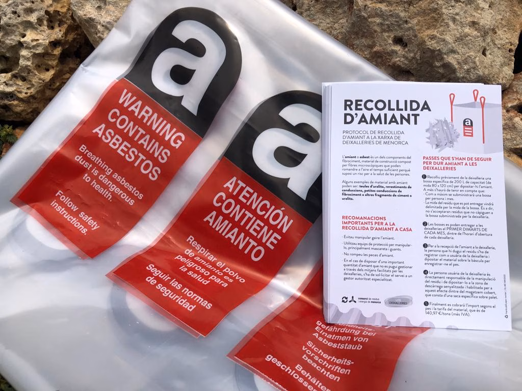 Las 'deixalleries' de Menorca recogerán pequeñas cantidades de amianto
