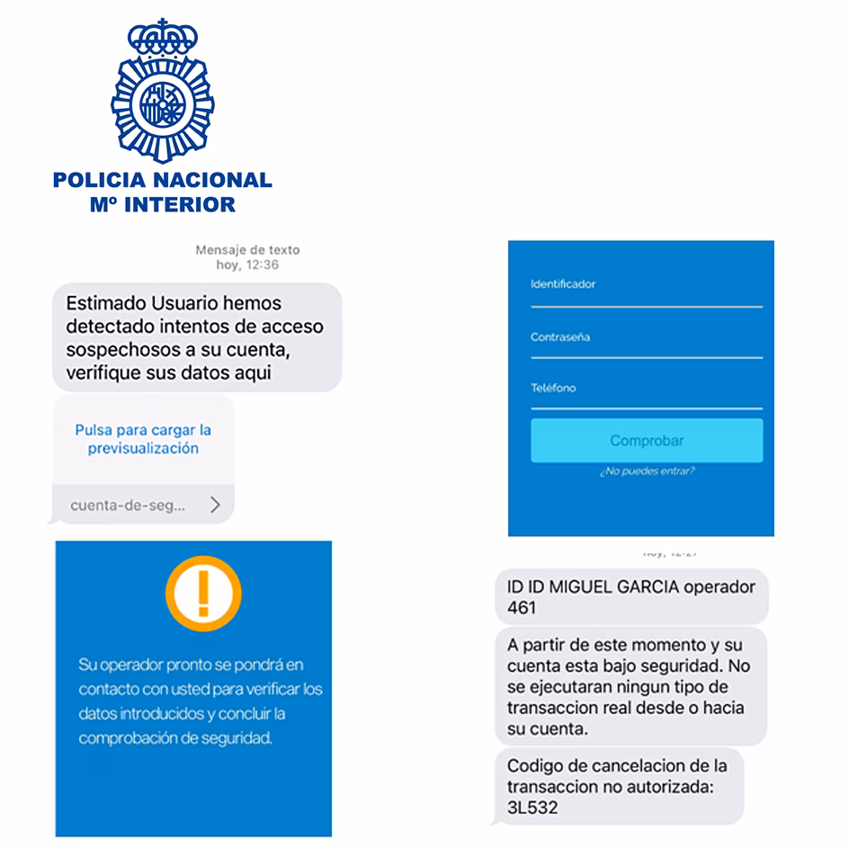 La Policía Nacional alerta de un fraude bancario via SMS y llamada telefónica