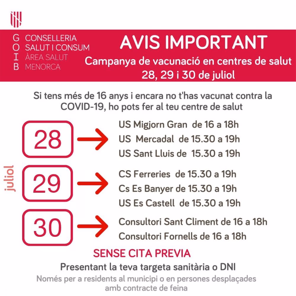 La vacunación sin cita previa se traslada a todos los municipios