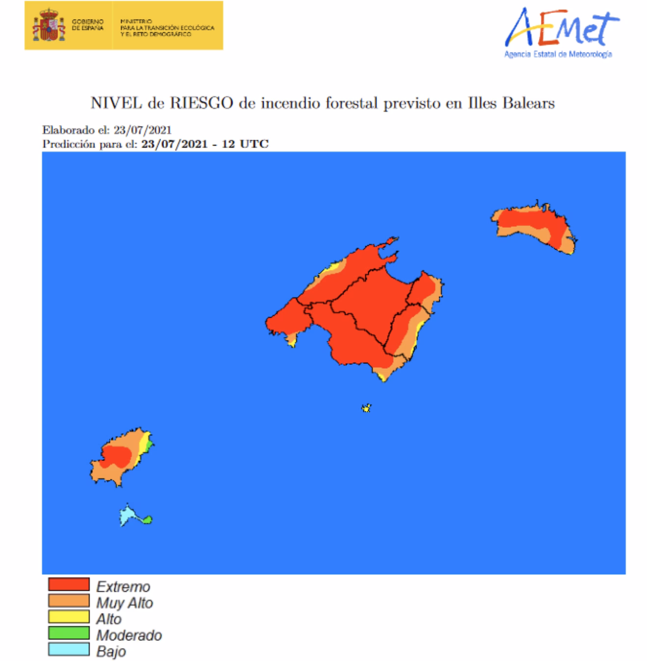 Riesgo de incendios extremo hoy en Menorca