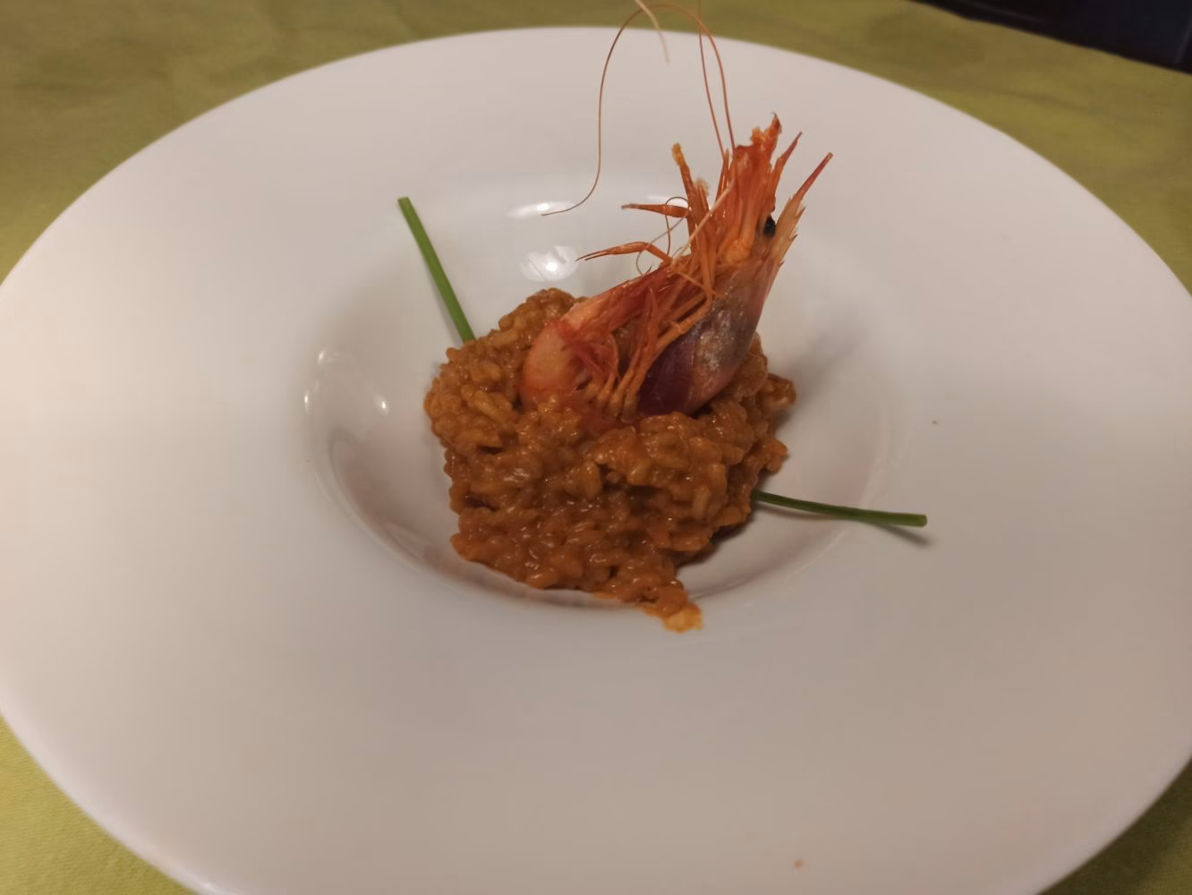 Rissoto de berenjenas y gamba roja