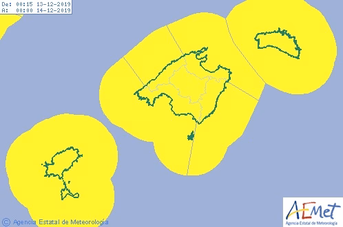 Alerta amarilla en Menorca por viento del oeste de 80 km/h y olas de 3 metros