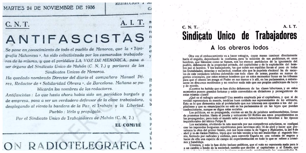 Retazos de la memoria libertaria de Menorca