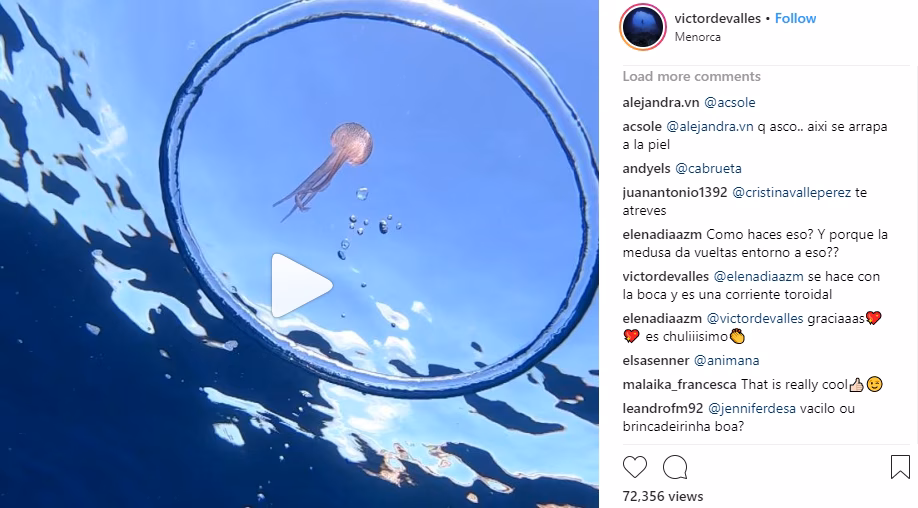 Los vídeos artísticos en aguas de Menorca que impactan en Instagram