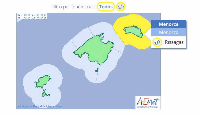 Vuelve la alerta por "rissagues" en Menorca