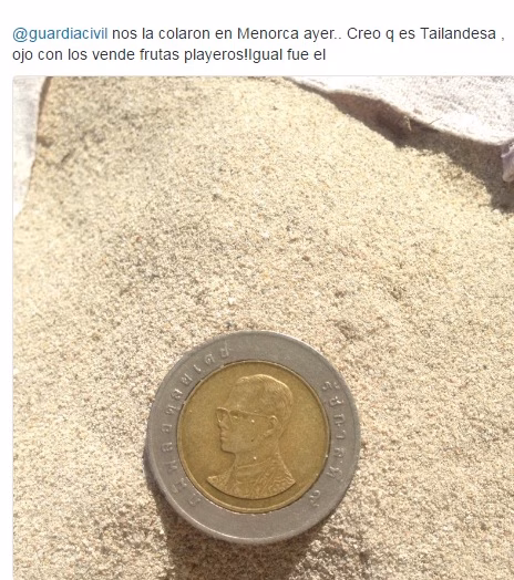 El timo de las monedas thailandesas de dos euros llega a Menorca