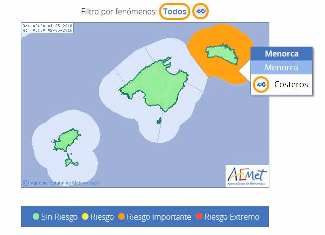 Frío, lluvia y alerta naranja por viento durante el fin de semana en Menorca
