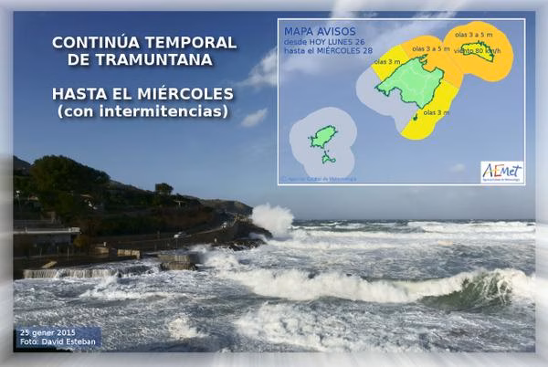 La Tramuntana no da tregua: vuelve la alerta naranja hasta el miércoles
