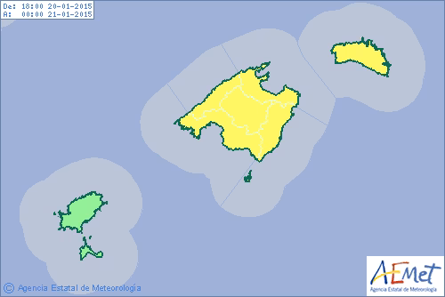 AEMET decreta un aviso nivel amarillo por lluvias 
