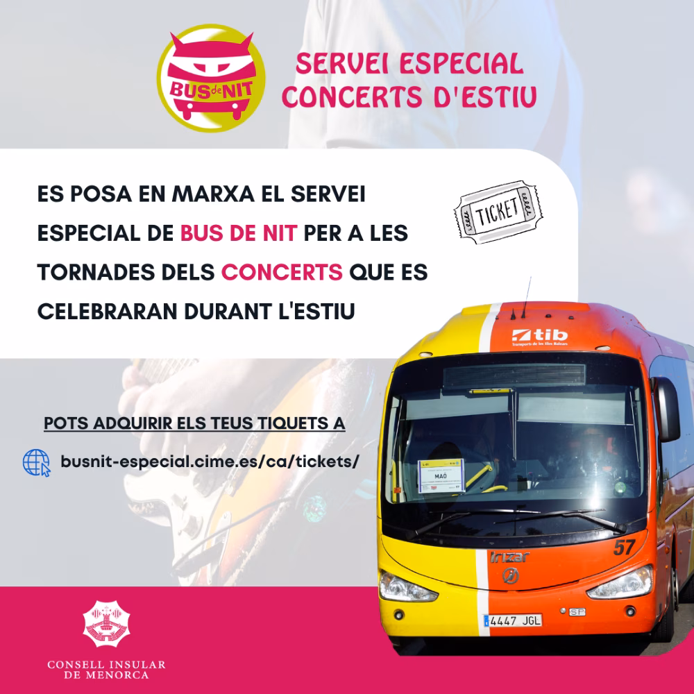 Bus de Nit especial en Menorca para la vuelta de los conciertos de verano