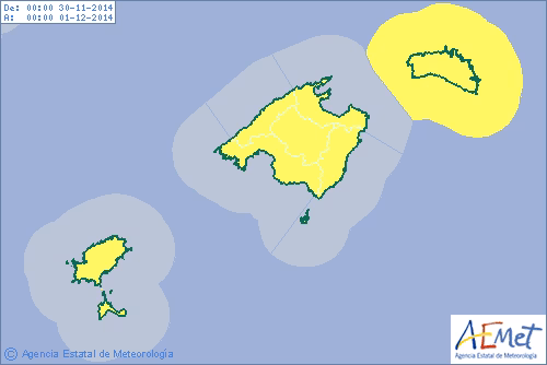 Menorca entra en alerta por fuertes lluvias y fenómenos costeros