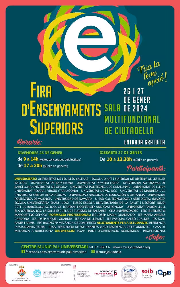 Ciutadella acoge la IX 'Fira d’Ensenyaments Superiors'