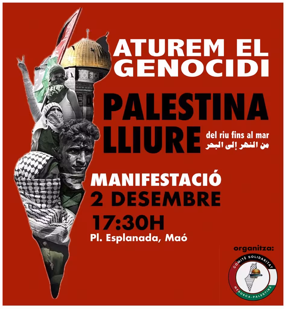 Convocan una nueva concentración pro-Palestina en Maó