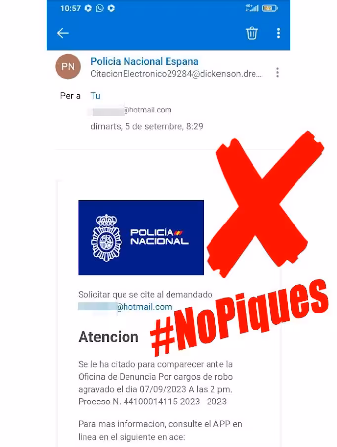 Cuidado con los correos: Suplantan a la Policía Nacional para infectar ordenadores