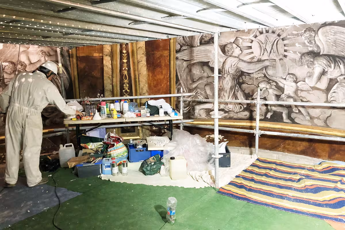 (Fotos) Restauran la cúpula de la iglesia Santa María en Maó