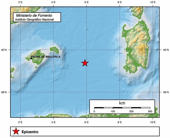 Terremoto a 200 kilómetros de la costa de Menorca