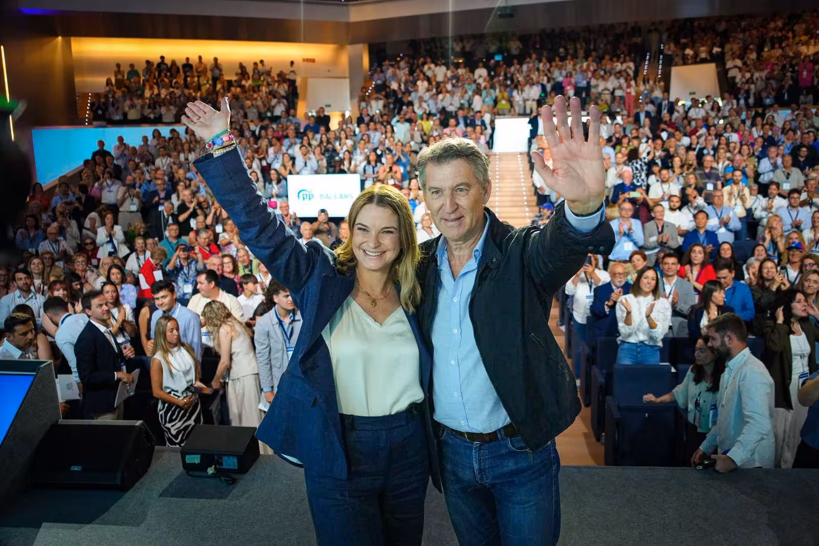 Alberto Núñez Feijóo acompañó a Marga Prohens en el Congreso del PP Balear. (Foto: PP)