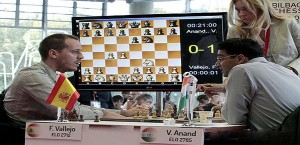 Vallejo, en la partida ante Anand (Foto: Bilbao Chess 2014)