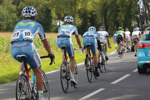 Parte del equipo Movistar Team Ecuador, durante la Vuelta.