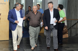 Tadeo, Quintana y Villalonga, dirigiéndose a la presentación del plan.