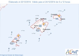 Mapa del tiempo para este miércoles 24.