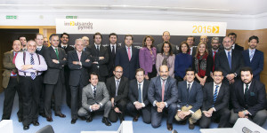 Representantes de empresas que participan en el proyecto, en el acto de presentación en Madrid.