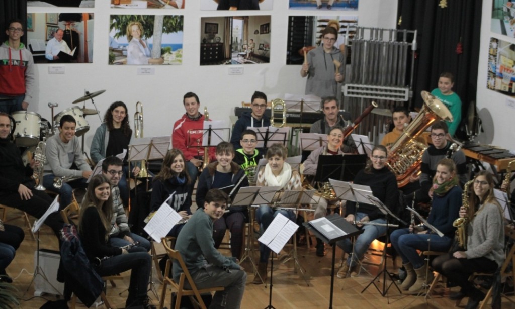 La Banda de Música de Alaior en el ensayo previo a la actuación de este domingo.