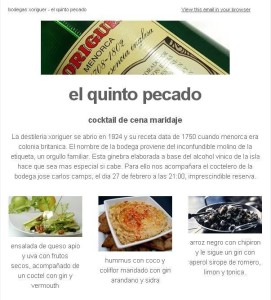 Cartel anunciador del evento donde se da a conocer el menú a degustar. FOTO.- El Quinto Pecado