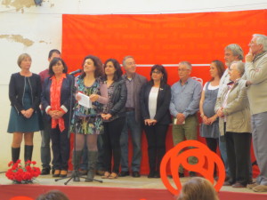 Gomila acompañada de los miembros de su candidatura. FOTO.- PSOE