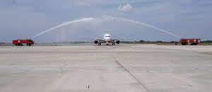 Momento del bautizo del primer vuelo.