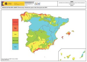 Mapa expresivo del riesgo de incendios forestales. FOTO.-AEMET