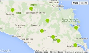 Mapa de la 'Agroruta Menorca'