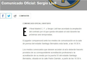 comunicado de renovación de Sergi Llull