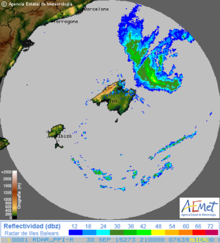 Imagen del radar de Aemet.