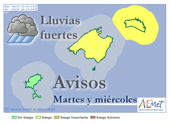 Mapa de previsión de Aemet.