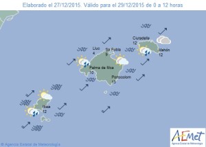 Mapa de previsión para el martes.