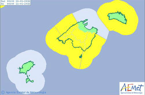 Mapa de previsión de Aemet.