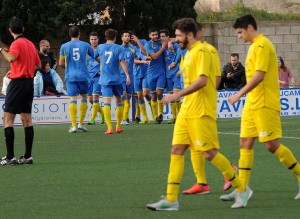 Celebración del Penya ante el Ferriolense (Foto: Tolo Mercadal)