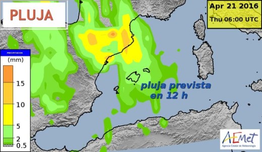 Mapa de predicción de Aemet.