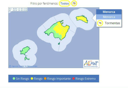 Mapa de predicción de Aemet.