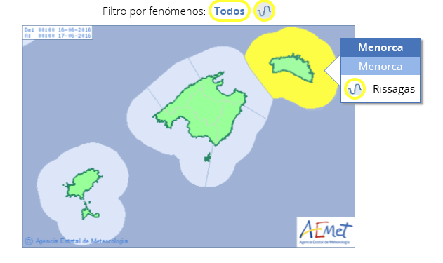 Mapa de predicción de Aemet.