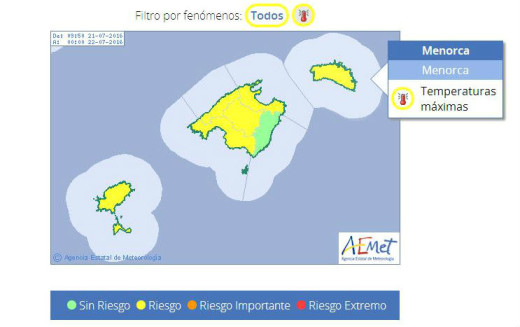 Mapa de alertas de Aemet.