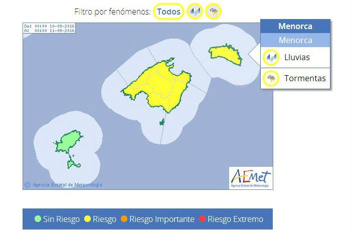 Mapa de alertas de Aemet.