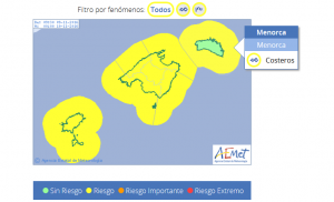 Mapa de avisos de Aemet.