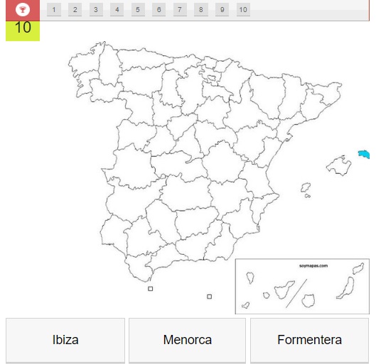 Ubicación de las provincias.