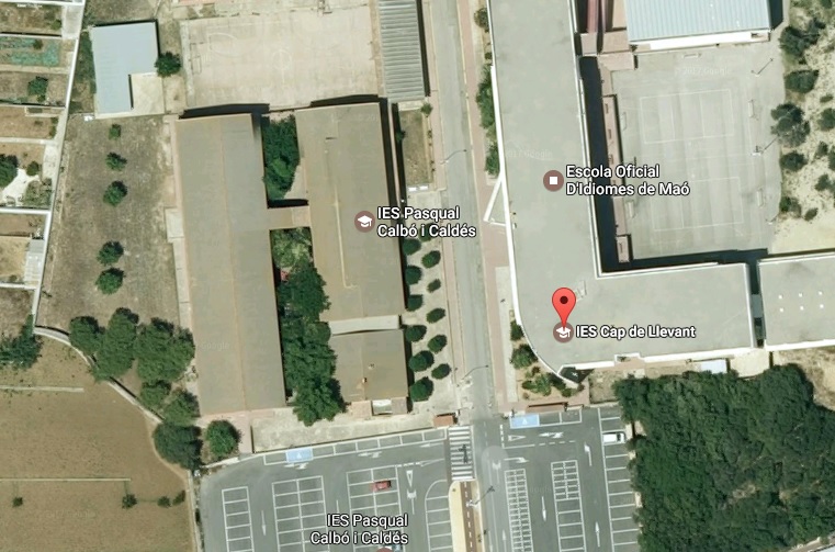 Imagen en Google Maps de los dos centros educativos de Maó.